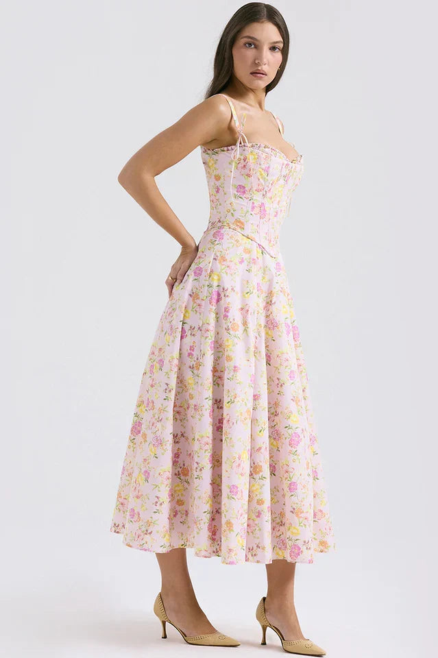 Nellie • Midi Floral con Corsé