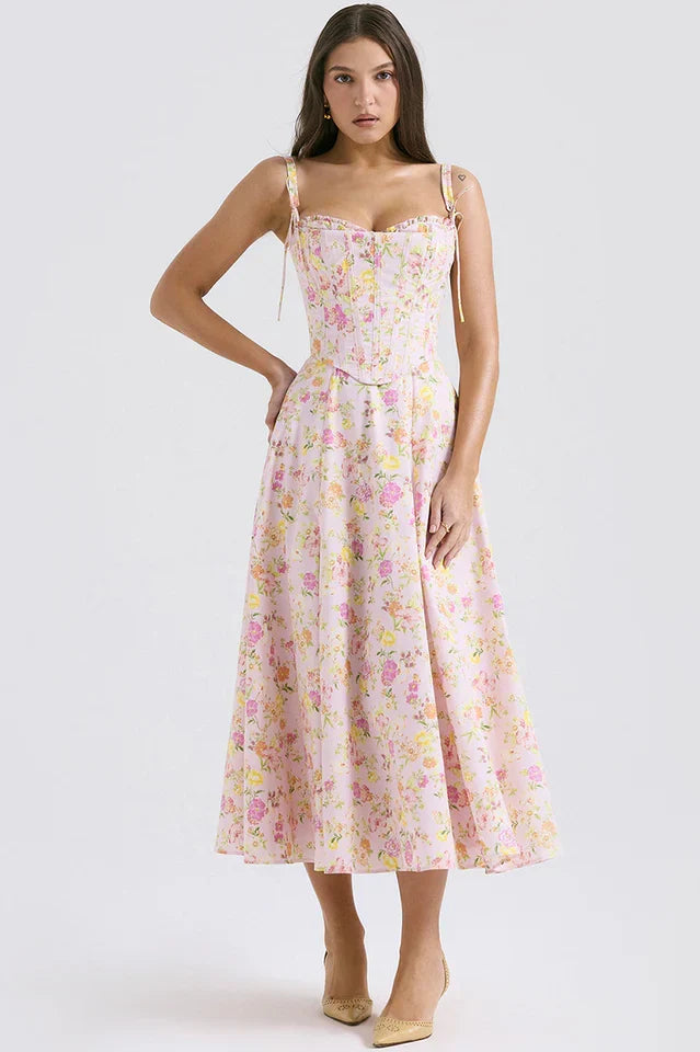 Nellie • Midi Floral con Corsé