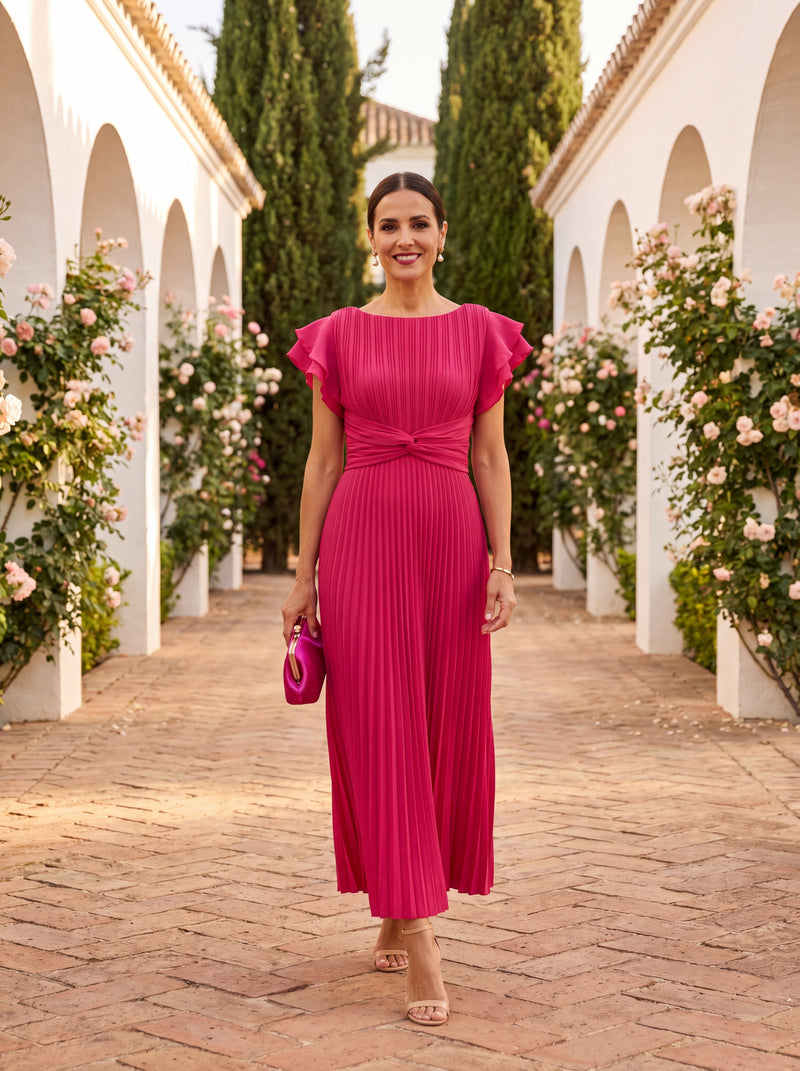 Seraphina | Elegante Vestido Maxi Plisado con Cintura Anudada