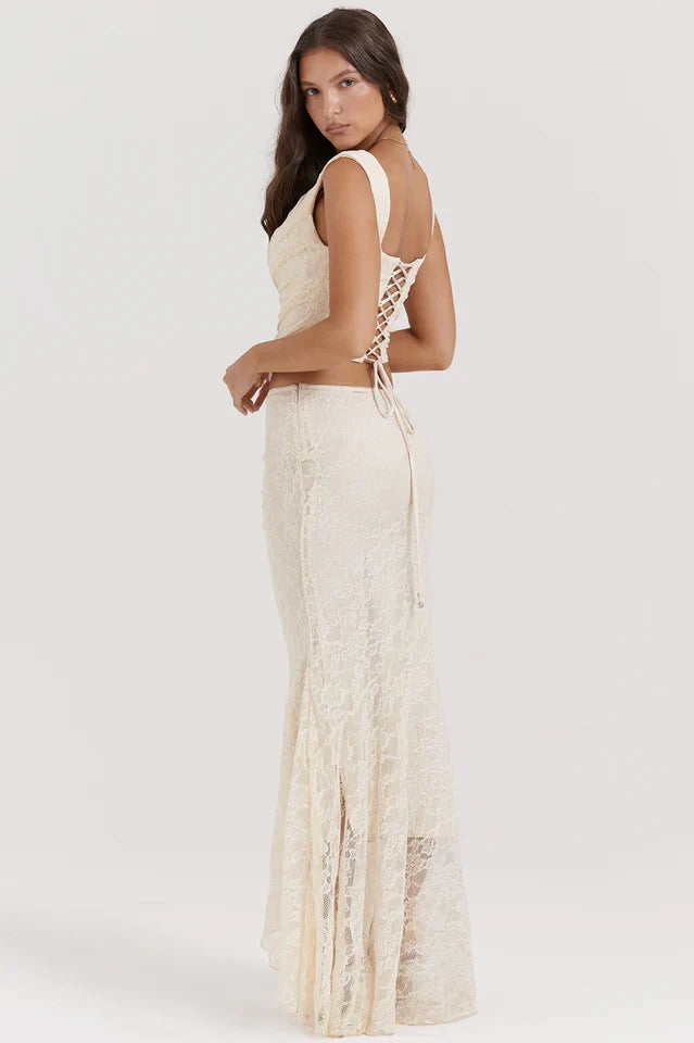 Agnes • Conjunto Corsé de Encaje y Falda Maxi