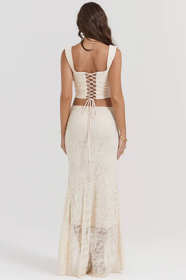 Agnes • Conjunto Corsé de Encaje y Falda Maxi