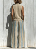 Sofía | Conjunto Elegante en Tejido Fluido: Top y Pantalón Palazzo a Rayas