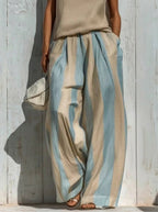 Sofía | Conjunto Elegante en Tejido Fluido: Top y Pantalón Palazzo a Rayas
