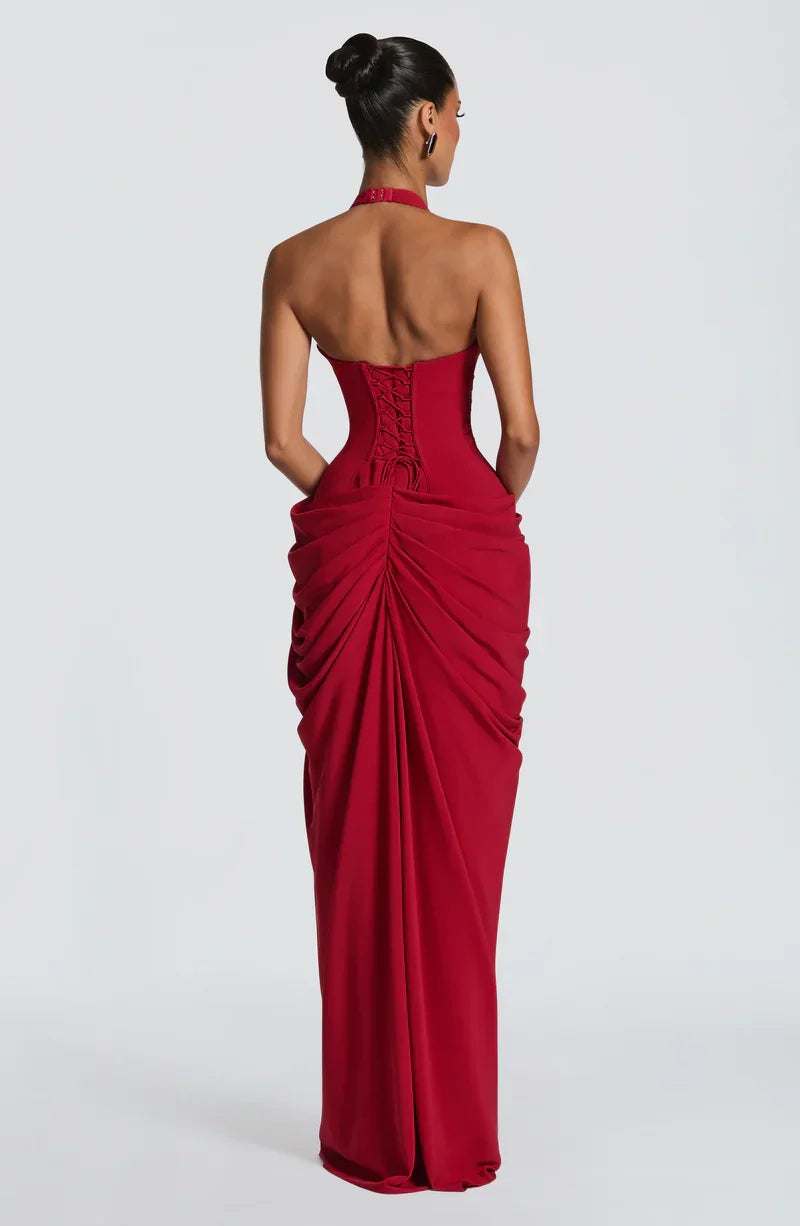 Minetta • Vestido Maxi Halter con corsé