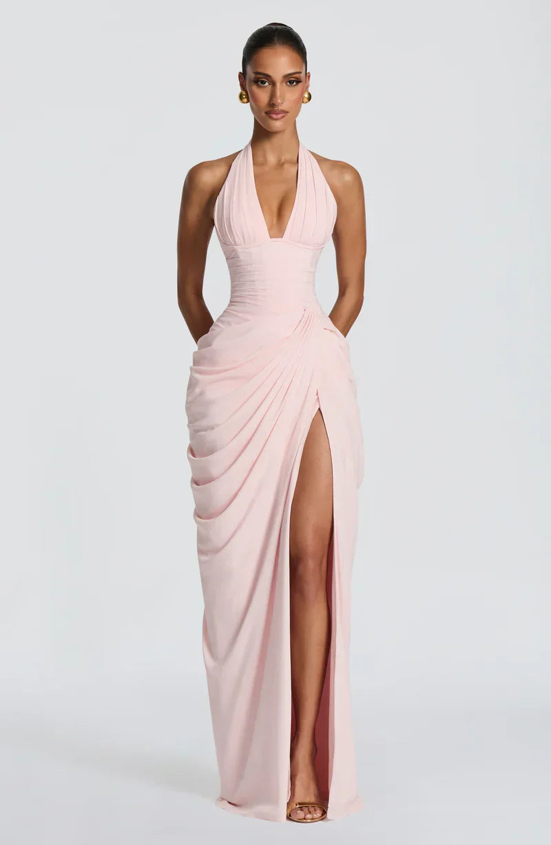 Minetta • Vestido Maxi Halter con corsé