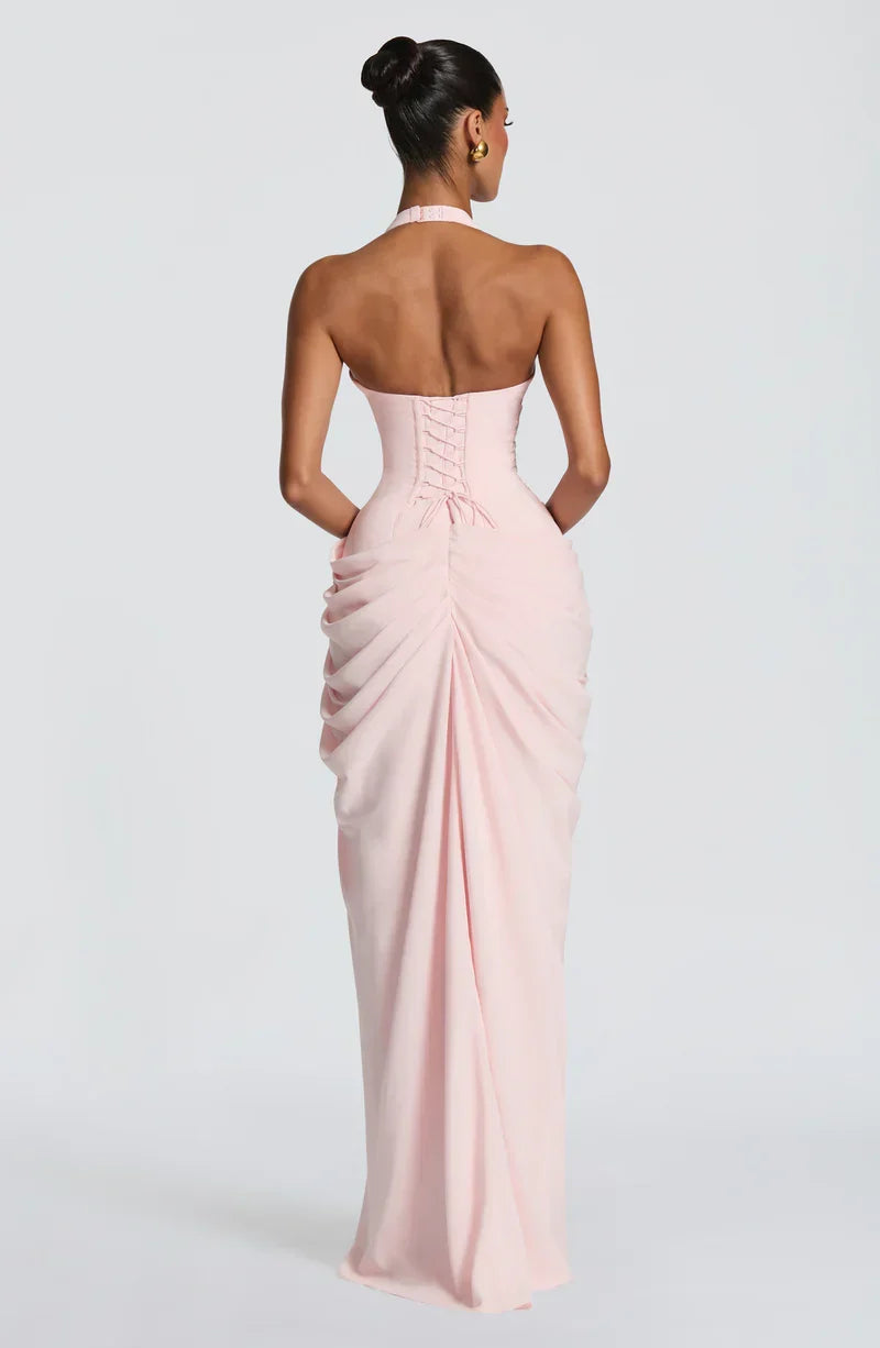 Minetta • Vestido Maxi Halter con corsé