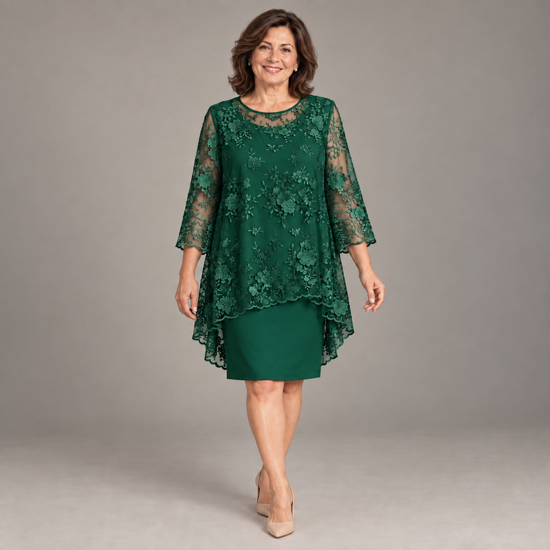 Amalia en color verde, modelo española, vista frontal