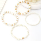 Set de 4 Pulseras Apilables de Perlas