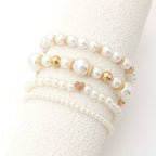 Set de 4 Pulseras Apilables de Perlas