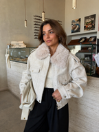 Chaqueta Siena Beige con Cuello de Pelo™