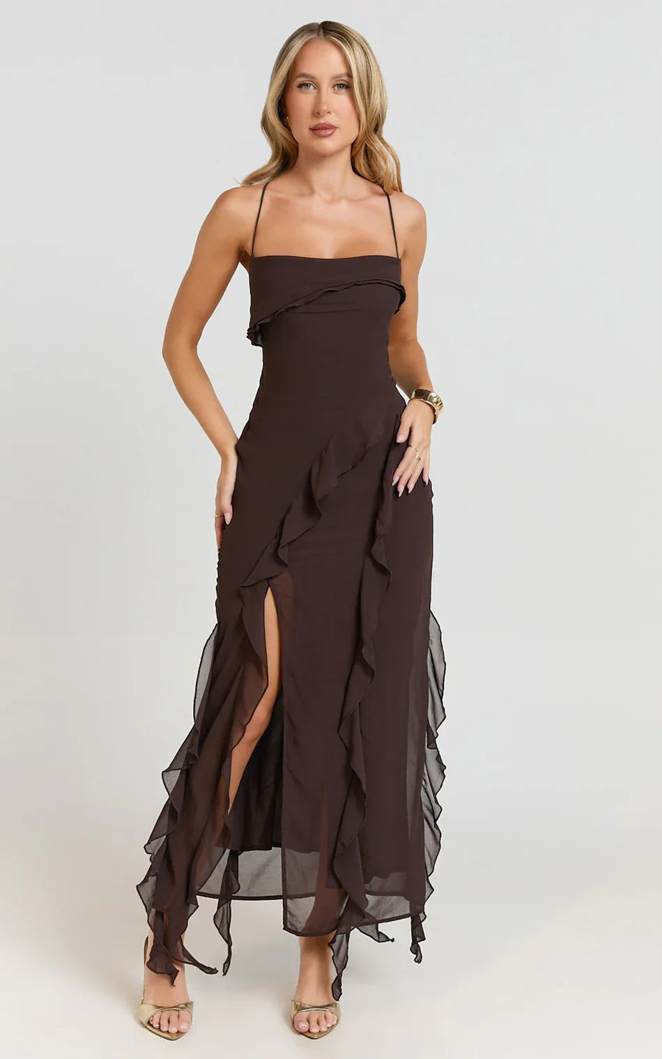 Felisa • Vestido Maxi Dobladillo con Volantes