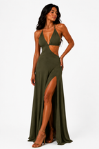Marta - Vestido maxi con escote y apertura