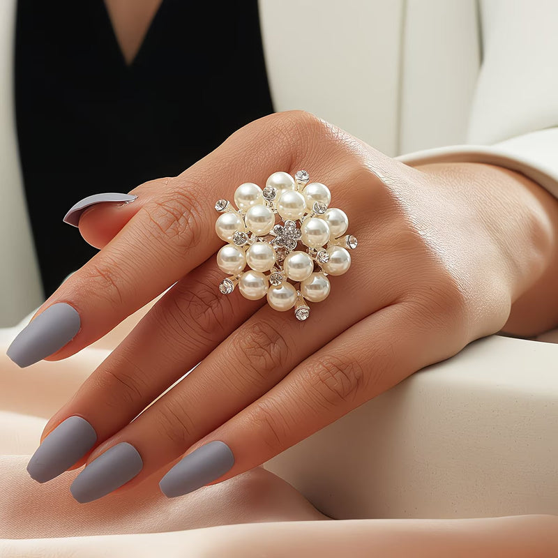Anillo Ajustable con Perlas