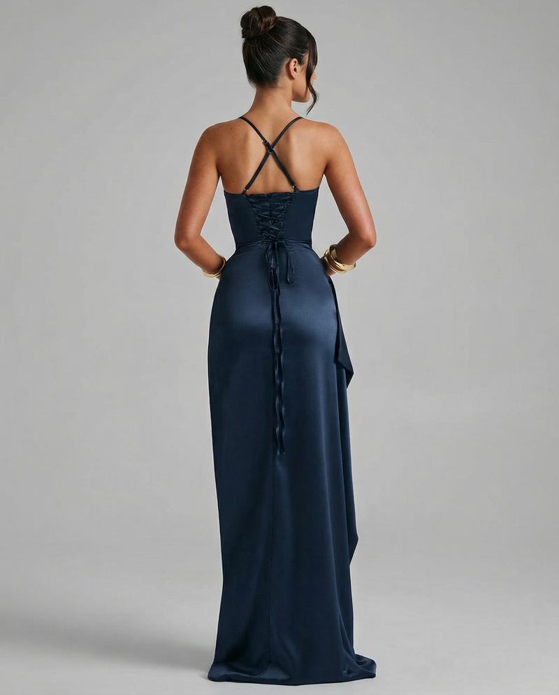 Janelle • Vestido Halter Satén