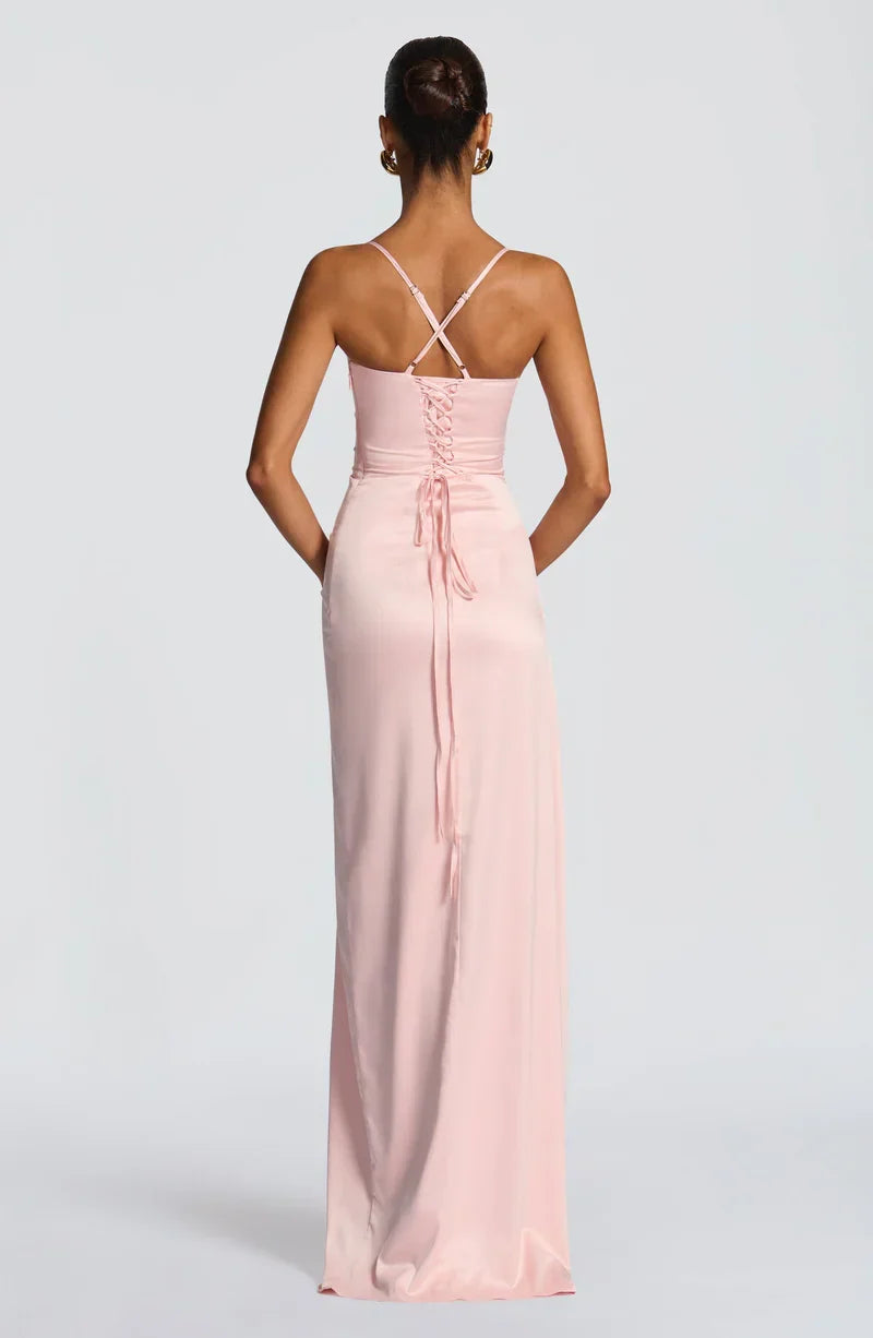 Helene • Vestido Halter Satén