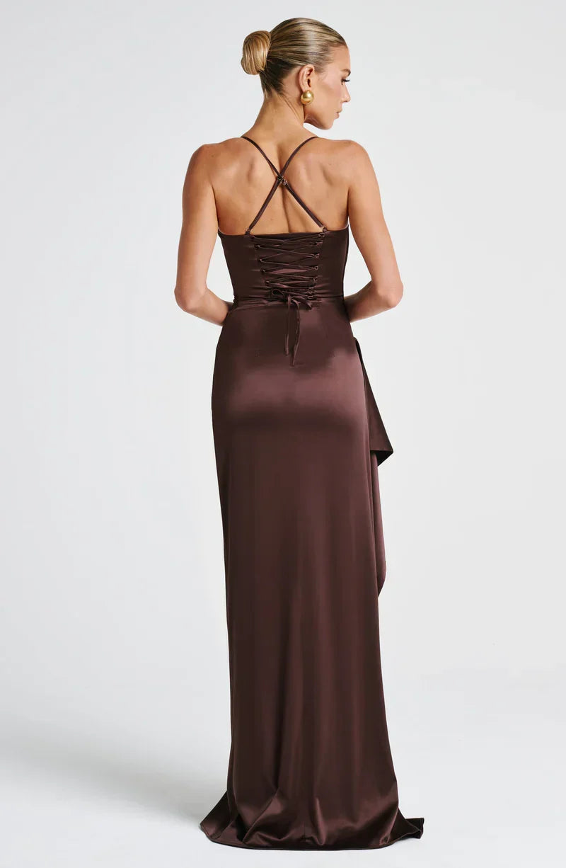 Helene • Vestido Halter Satén