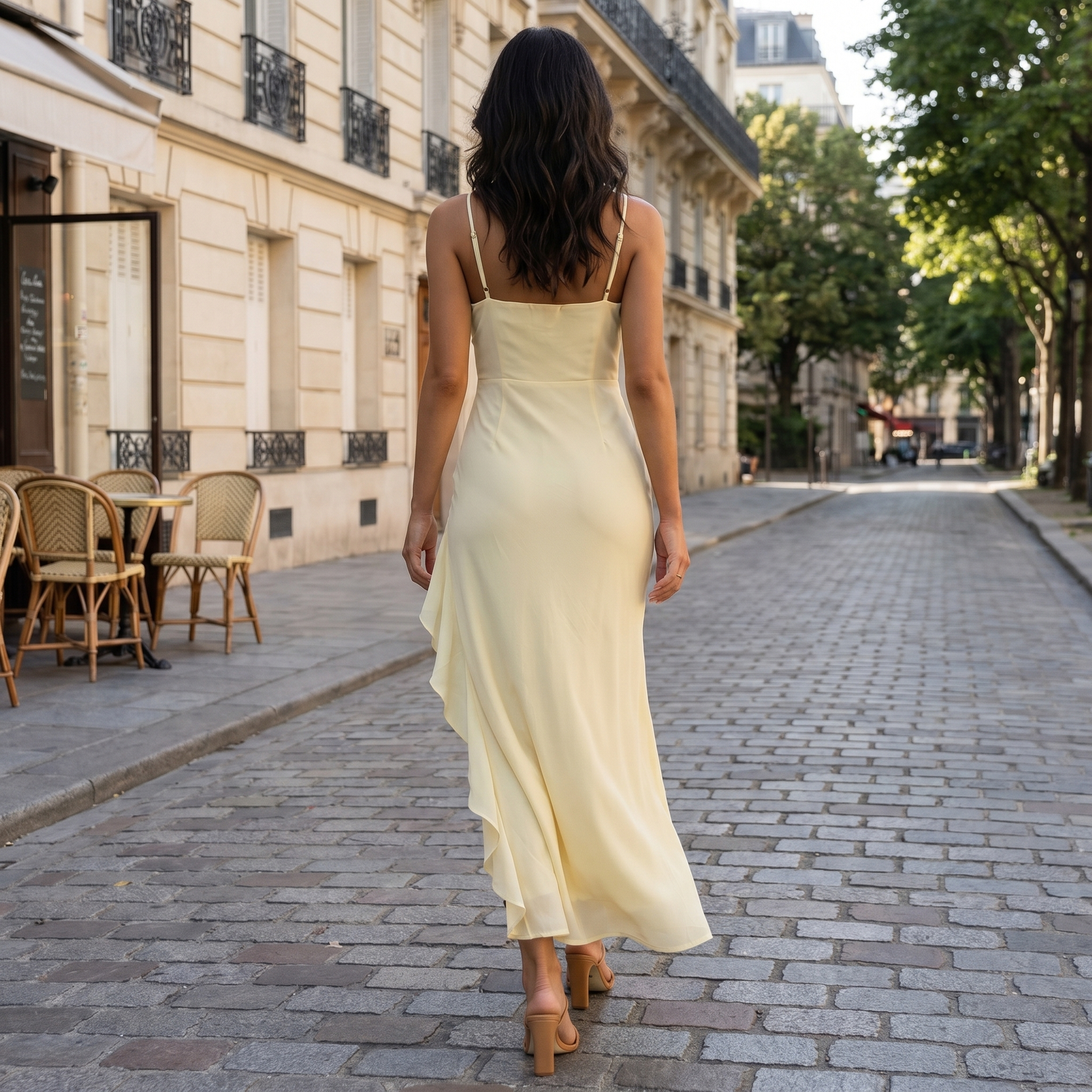 Kiana – Vestido midi cruzado con volantes
