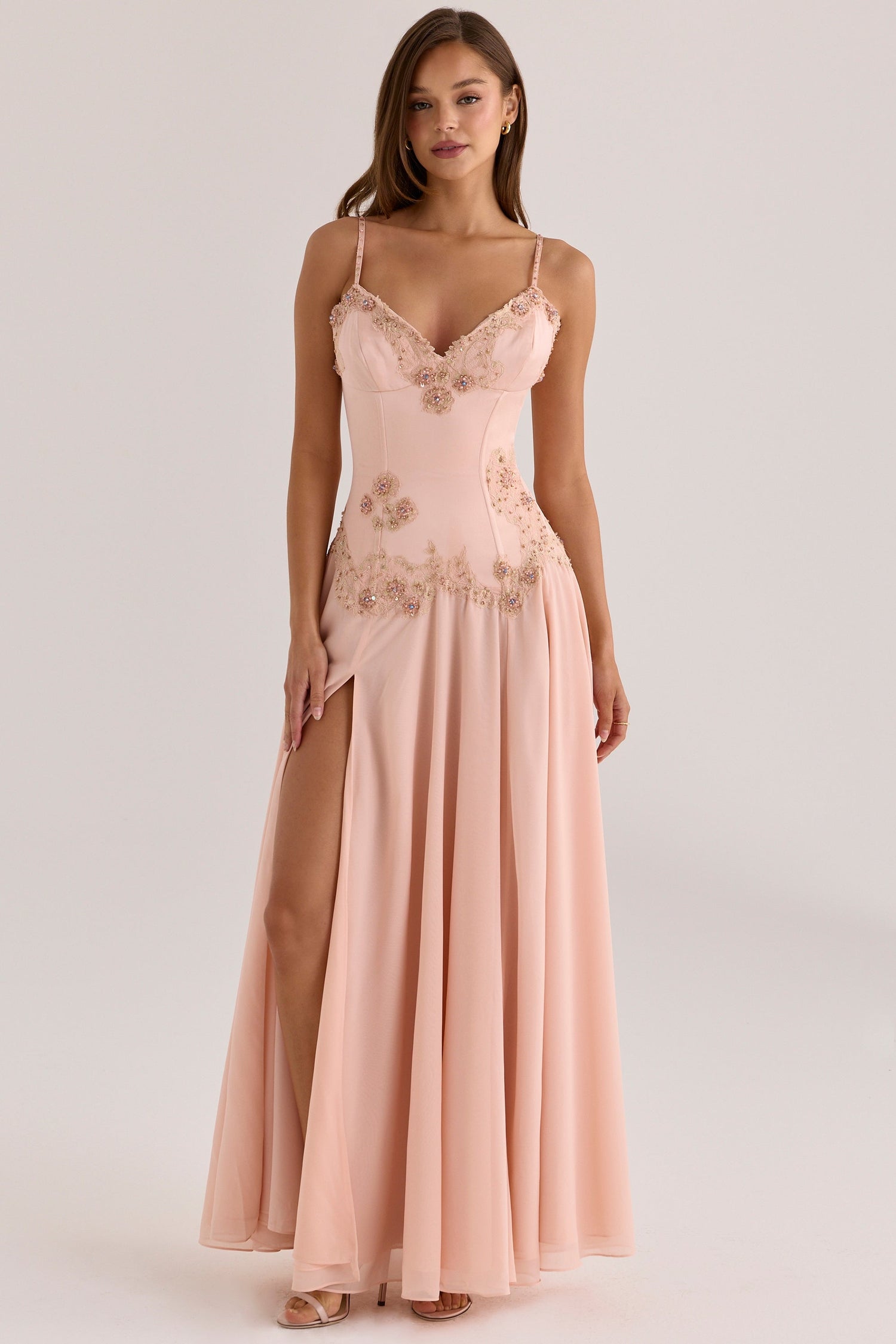 Saloma • Vestido Maxi Embellecido Blush