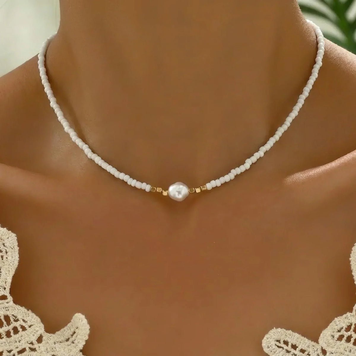 Collar Minimal de Turquesa y Perlas