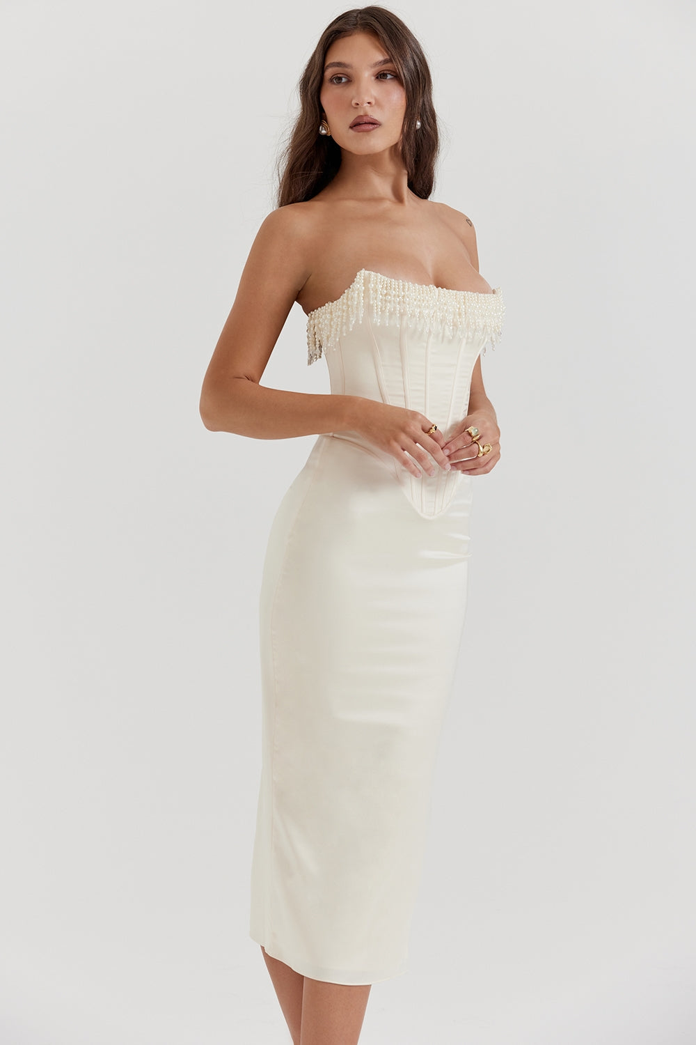 Aurora • Vestido Midi Corsé Perla