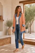 Liora · Chaqueta de Punto con Detalles Vaqueros