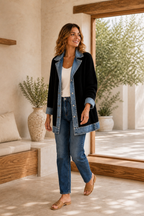 Liora · Chaqueta de Punto con Detalles Vaqueros