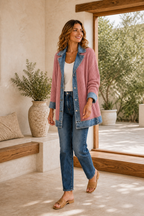 Liora · Chaqueta de Punto con Detalles Vaqueros