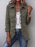 Alessandra | Chaqueta Bohemia-Chic Bordada con Flores Verde Retro con Volantes
