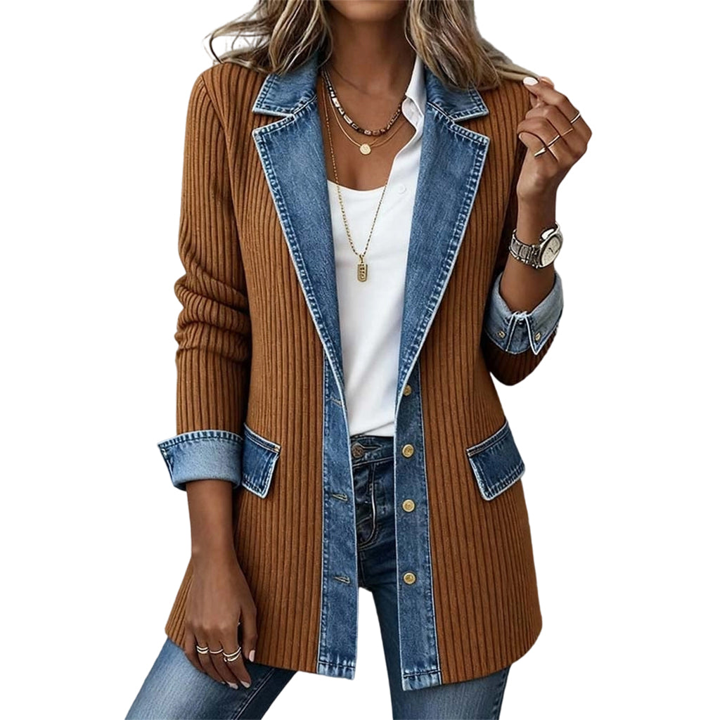 Liora · Chaqueta de Punto con Detalles Vaqueros