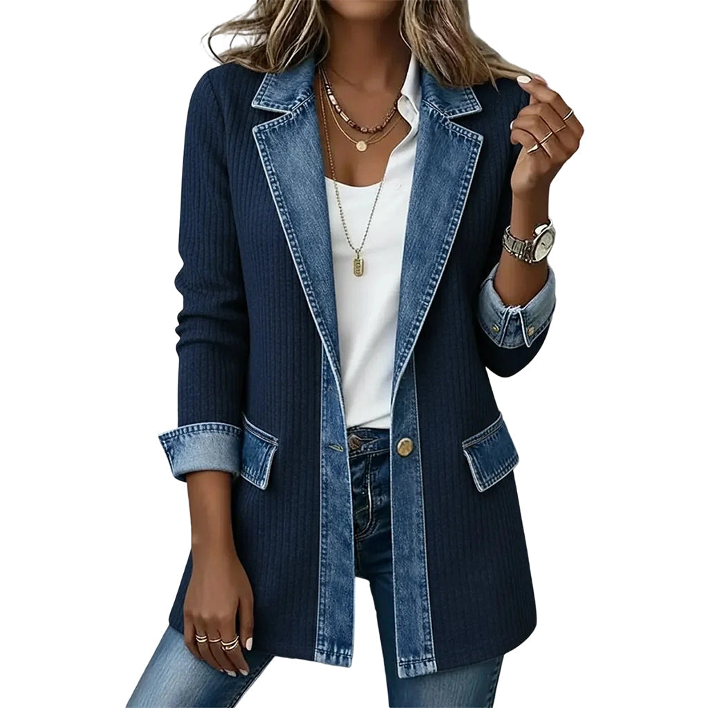 Liora · Chaqueta de Punto con Detalles Vaqueros