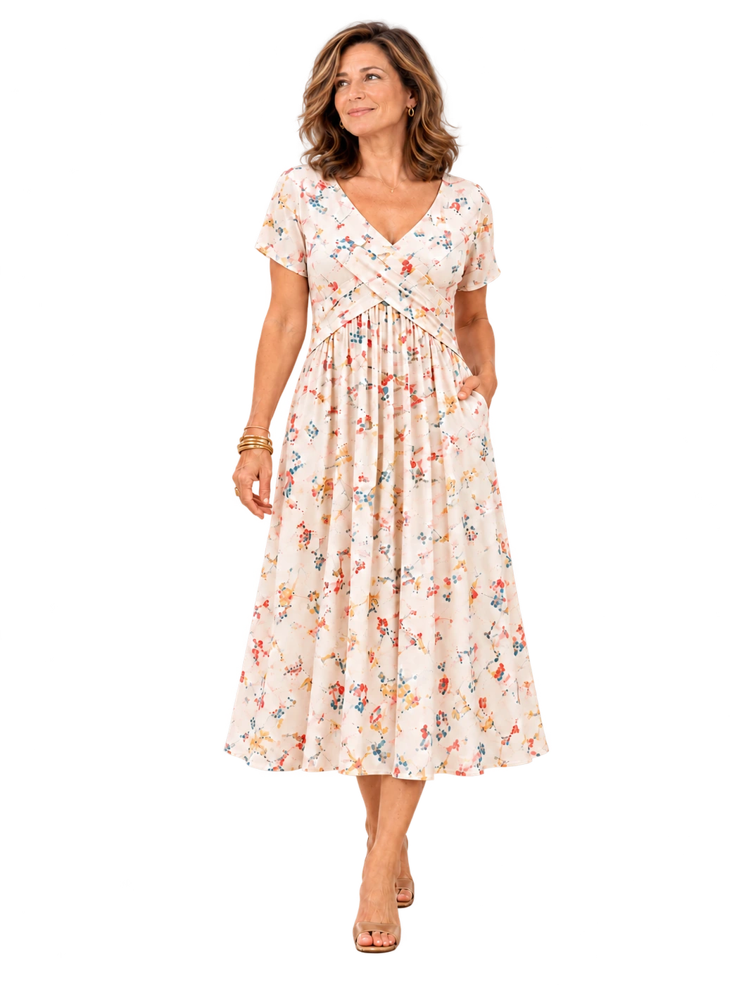 Azalea · Vestido Midi Floral de Cintura Cruzada en la modelo de Leonor Marín