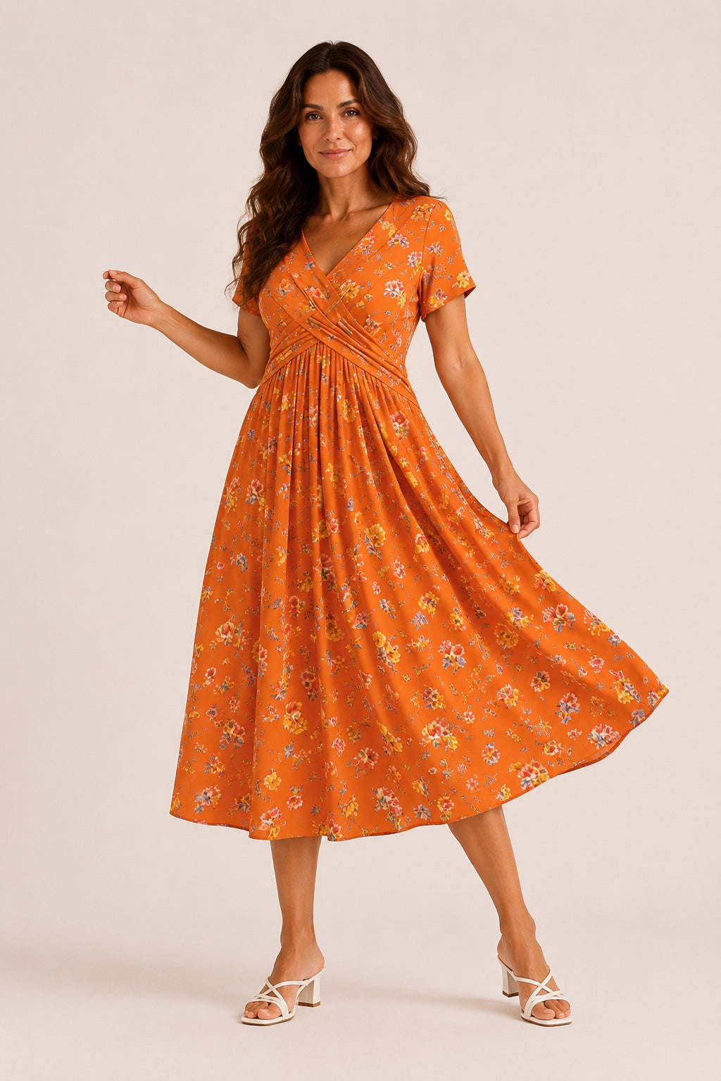 Vista principal del vestido Azalea naranja