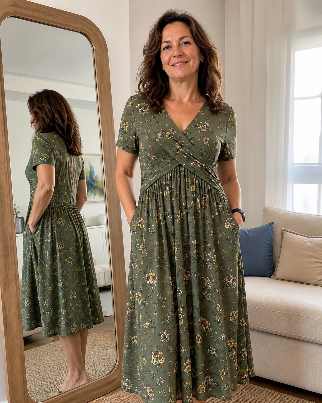 Vestido Azalea verde oliva