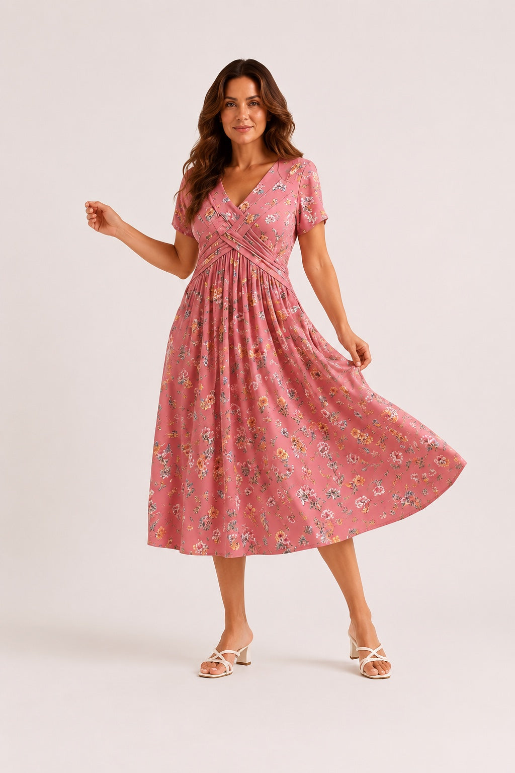 Vestido Azalea rosa en movimiento